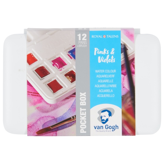 Pocket Box Akvarellfärg 12-set Pinks & Violets